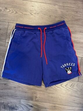 MLB Yankees Royal Blue Athletic Shorts with Red Trim